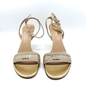 Christian Dior Gold Embroidered Heeled DWay Sandals
